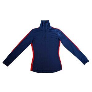 765. ICEBREAKER Bodyfit 260 Blue Quarter Zip Merino Wool Pullover Top EUC Small